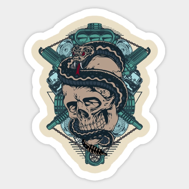 Engine Skull Sticker by ์Nick DT